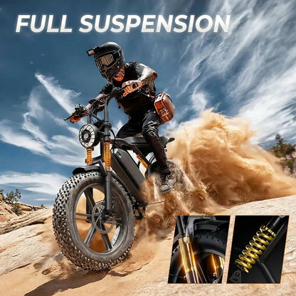 All-Terrain 1500W Peak Motor Electric Bike – 34 MPH Range 40-70 Miles